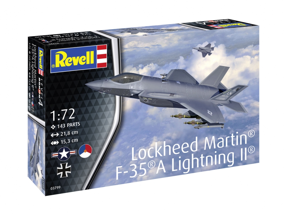 Assembly model, Revell, Lockheed Martin F-35 A Lightning II fighter jet, 143 parts