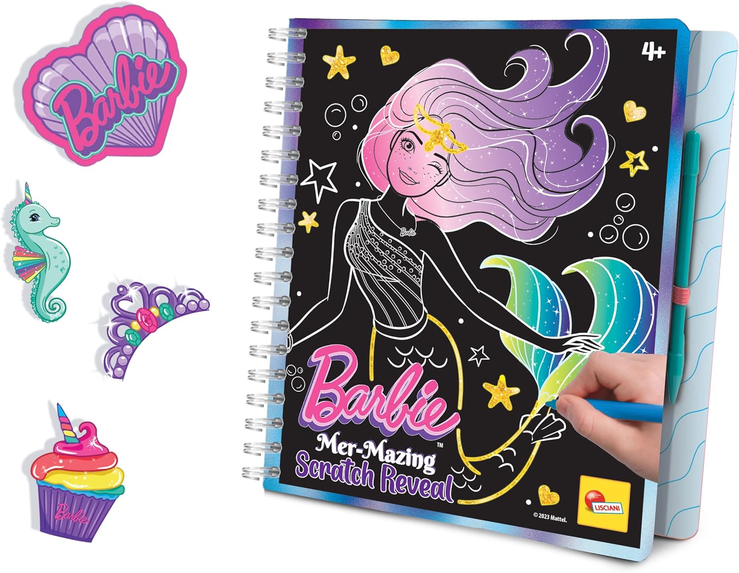 Творчески комплект, Lisciani, Barbie, Scratch Reveal, Скречбук Русалка