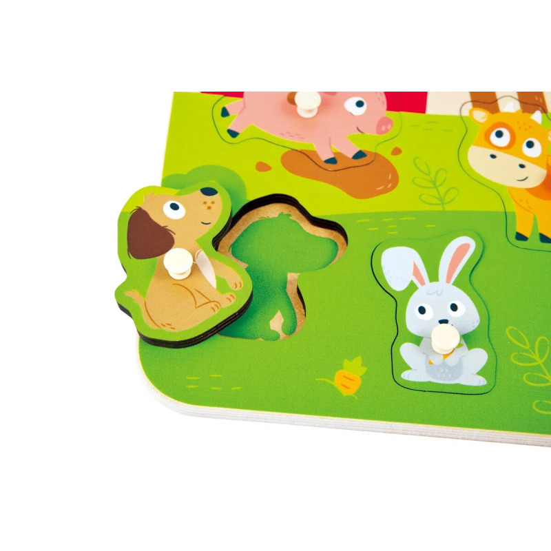 Дървен пъзел за игра, Hape, Ферма, 10 части