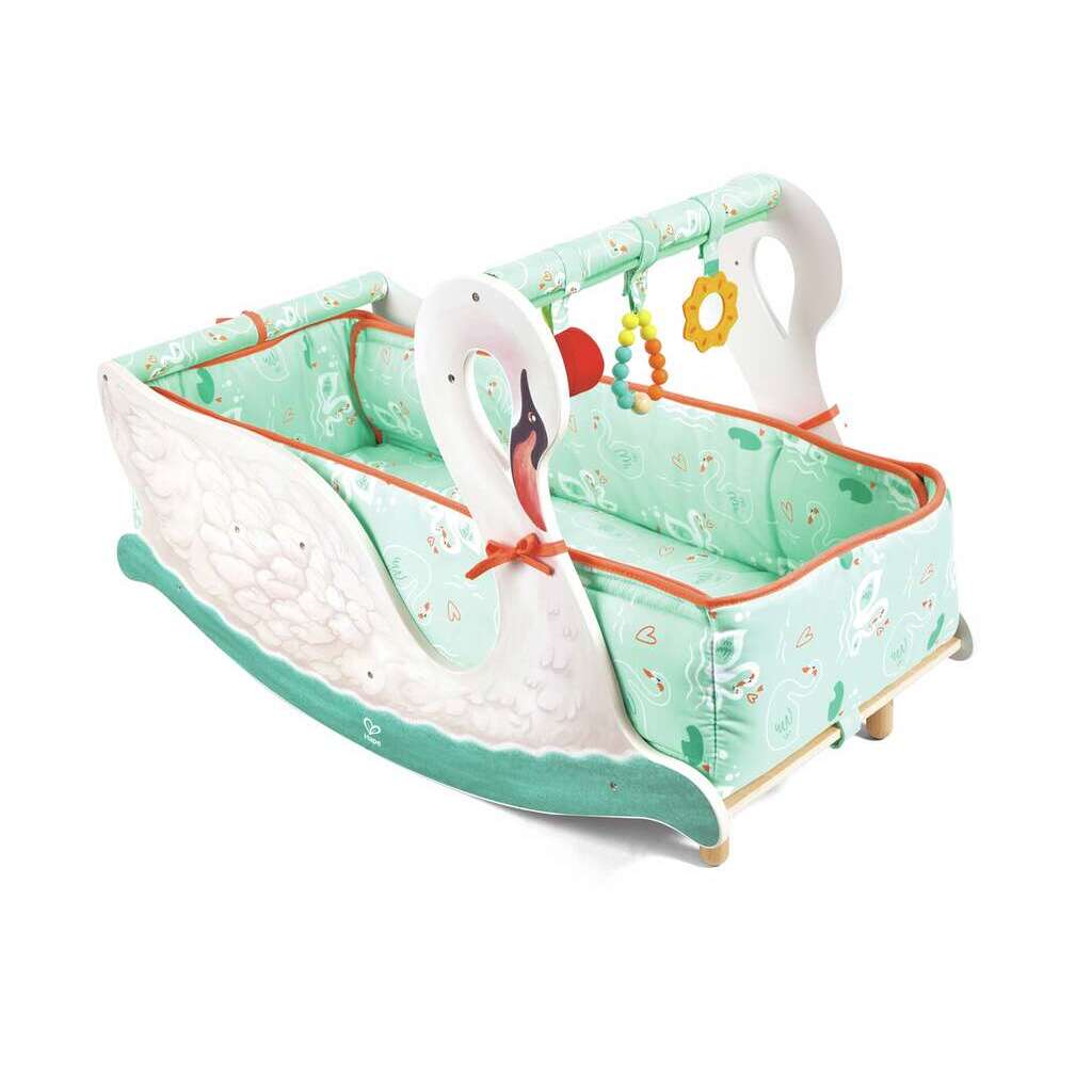 Дървена люла 2 в 1, Hape, лебед, 82,4 х 50,4 х 38,4см.