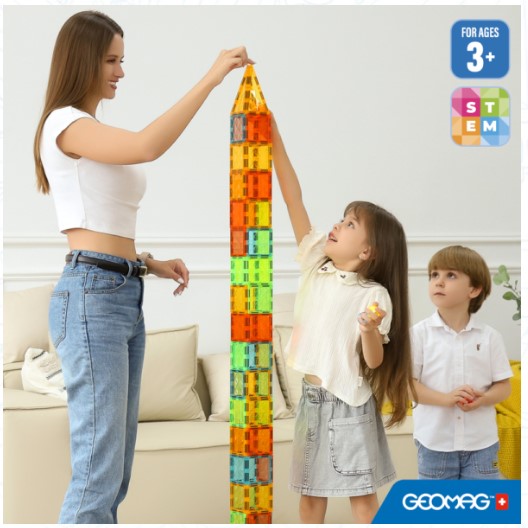 Magnetic Constructor, Geomag, Multicolored Tiles, STEM, 32 Pieces