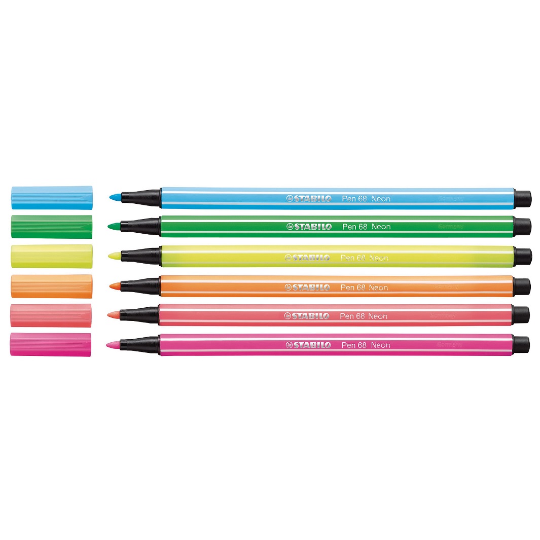 Комплект флумастери, Stabilo, Pen 68 Neon ST6806-1, 6 цвята