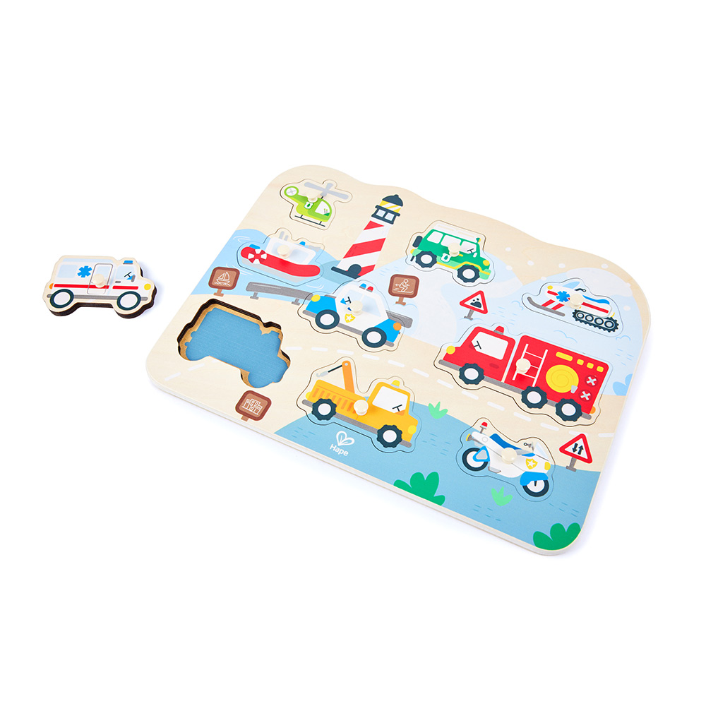 Дървен пъзел за игра, Hape, Спешна помощ, 10 части