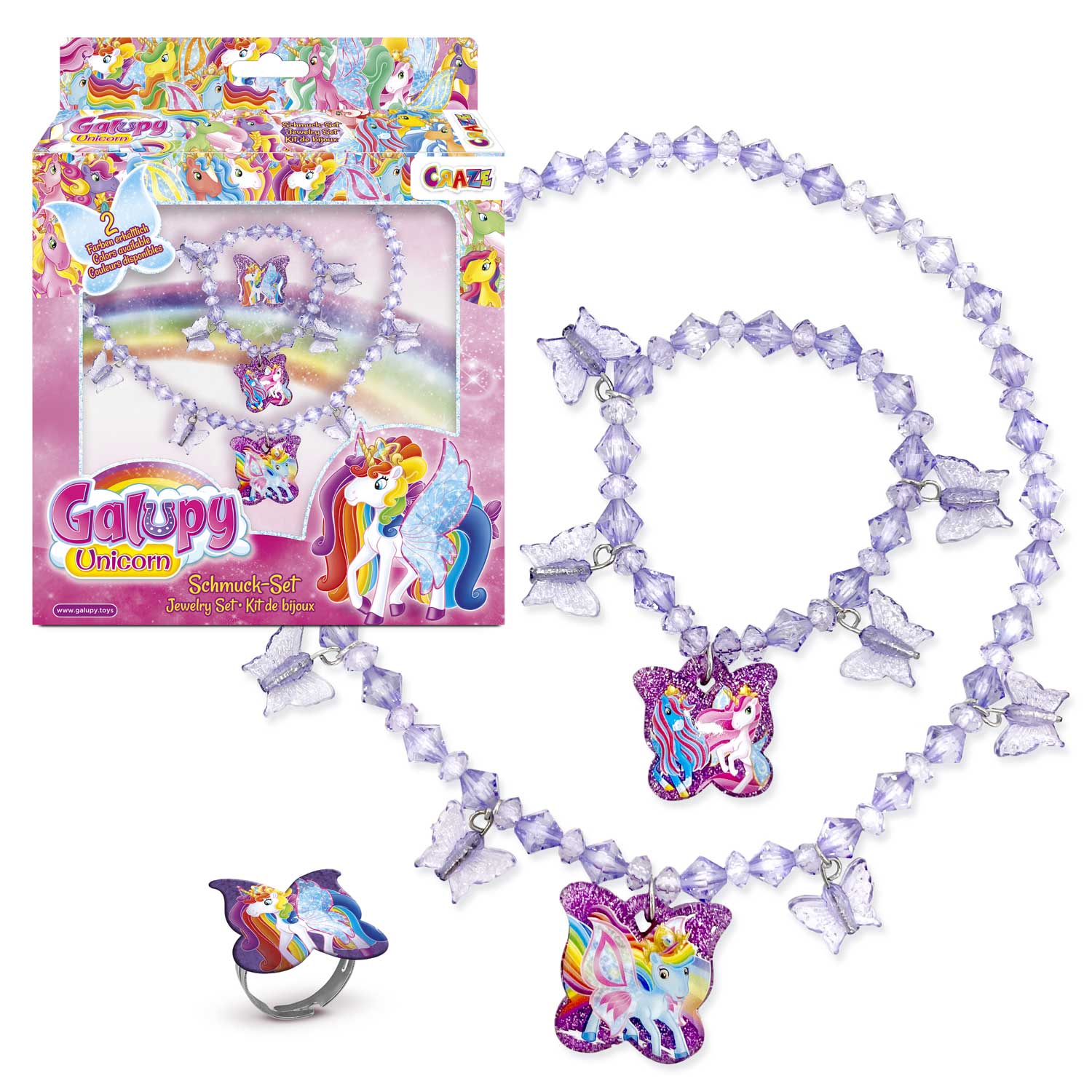 Комплект детски бижута Galupy Unicorn, 3 части