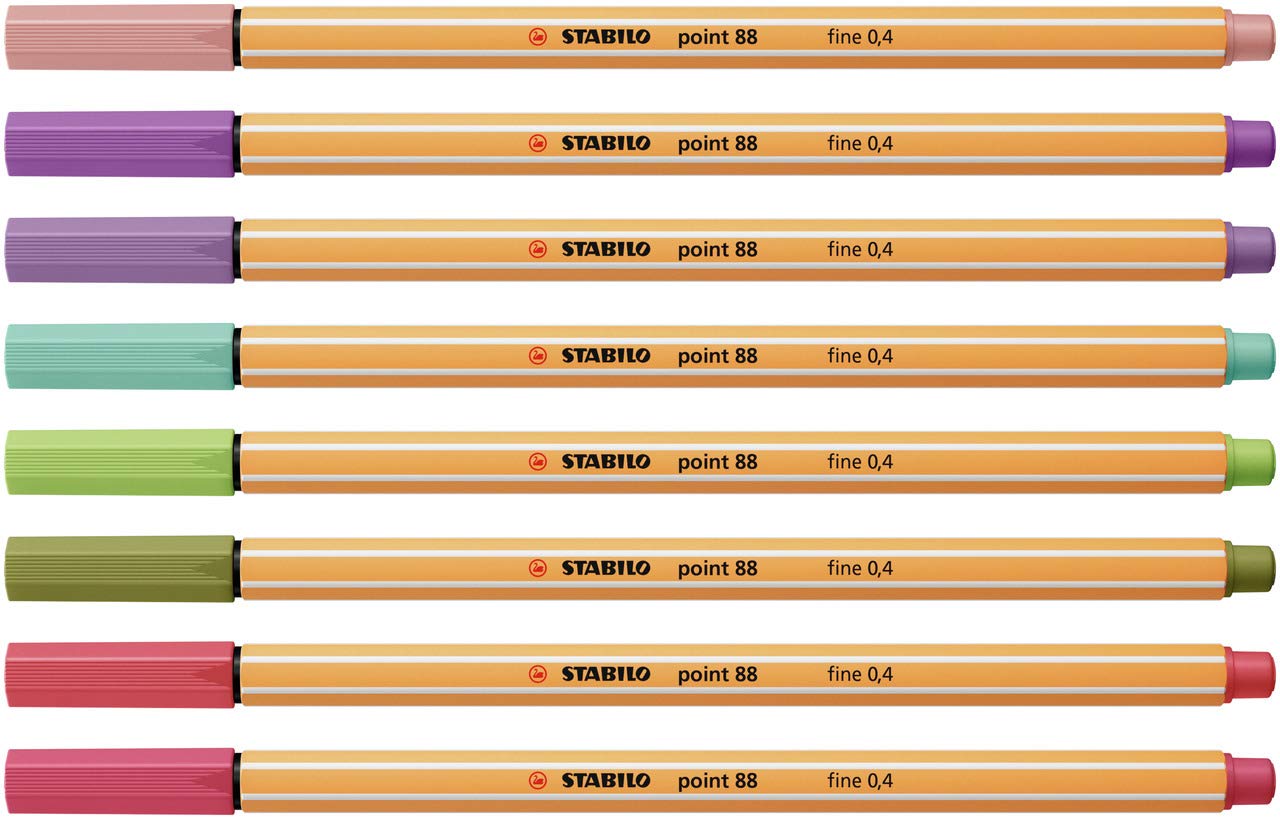 Комплект тънкописци, Stabilo, Point 88 Pastel ST88/8-04, 8 цвята