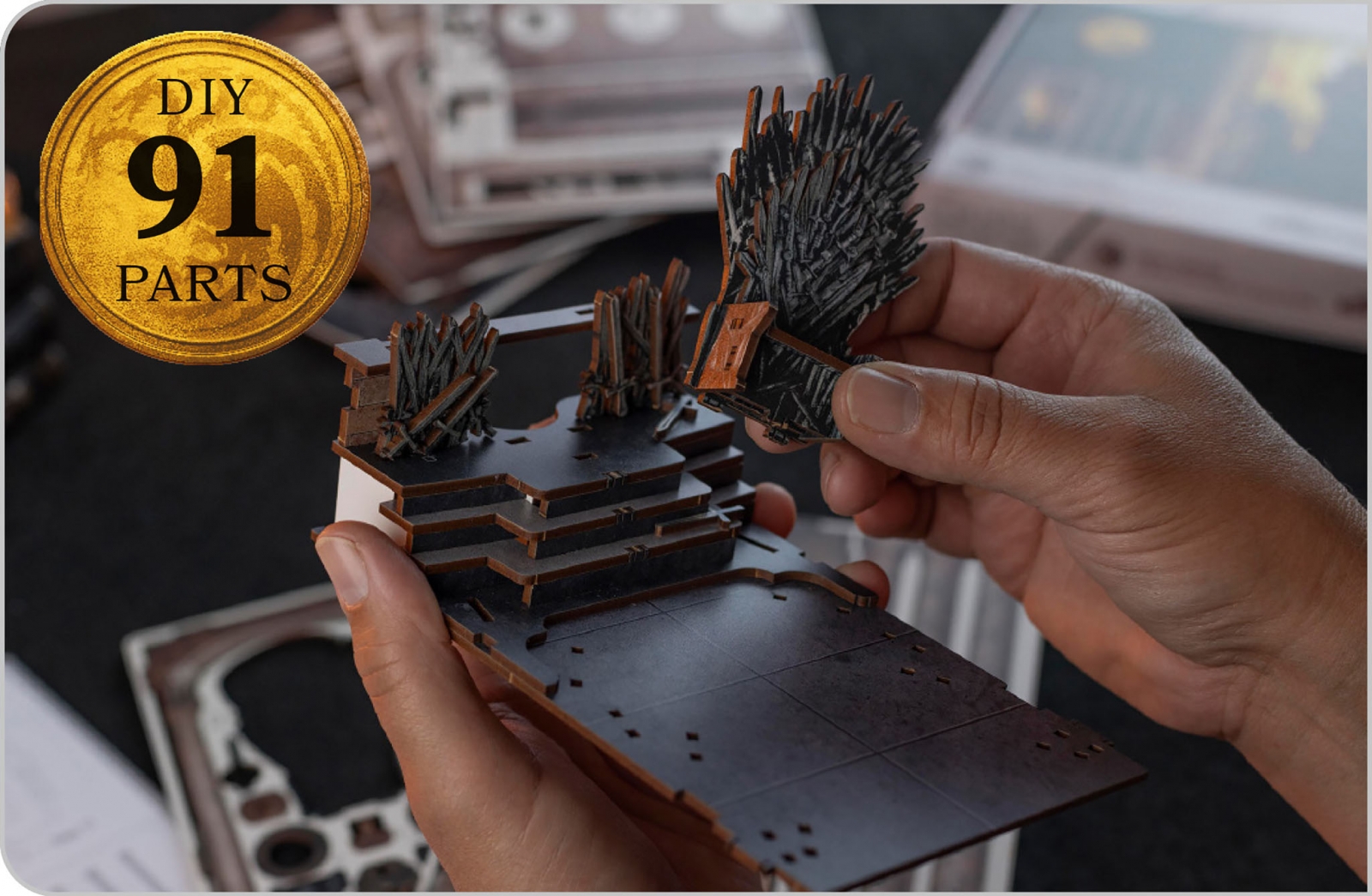 Assembly model with LED light, Revell, House of the Dragon, Iron Throne, Small Worlds for assembly, 91 parts