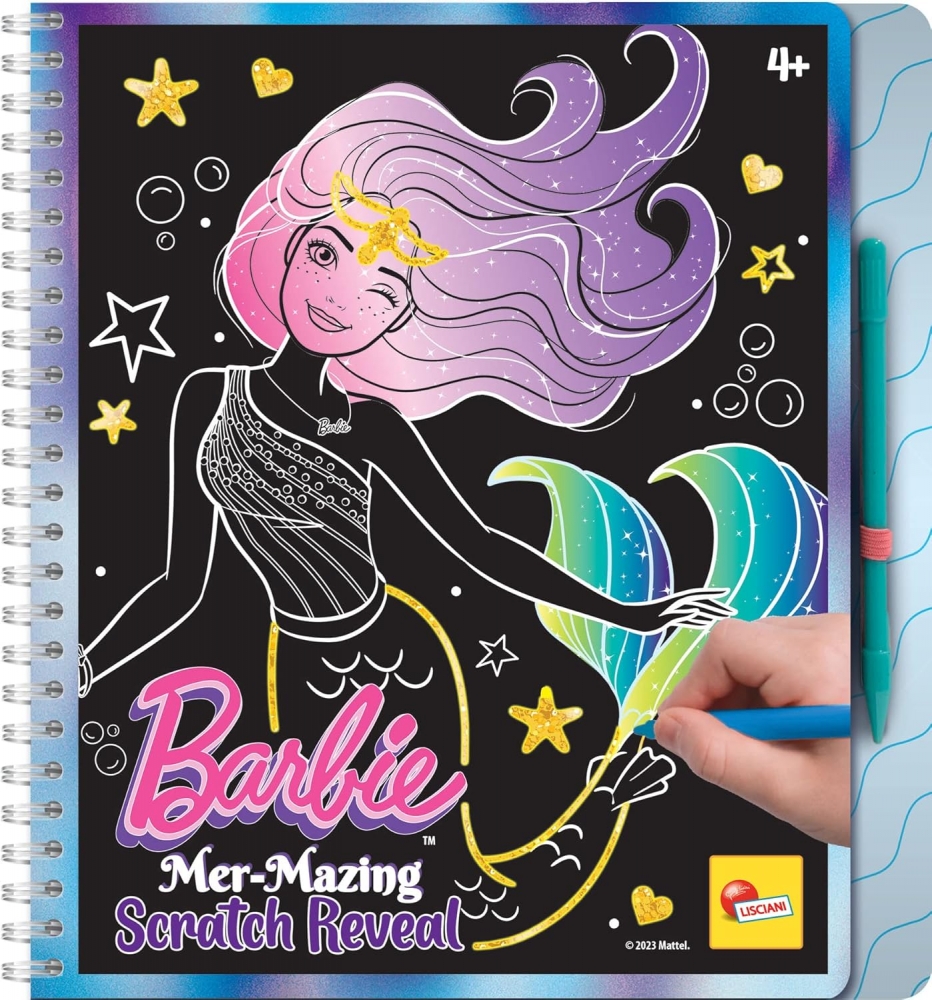 Творчески комплект, Lisciani, Barbie, Scratch Reveal, Скречбук Русалка