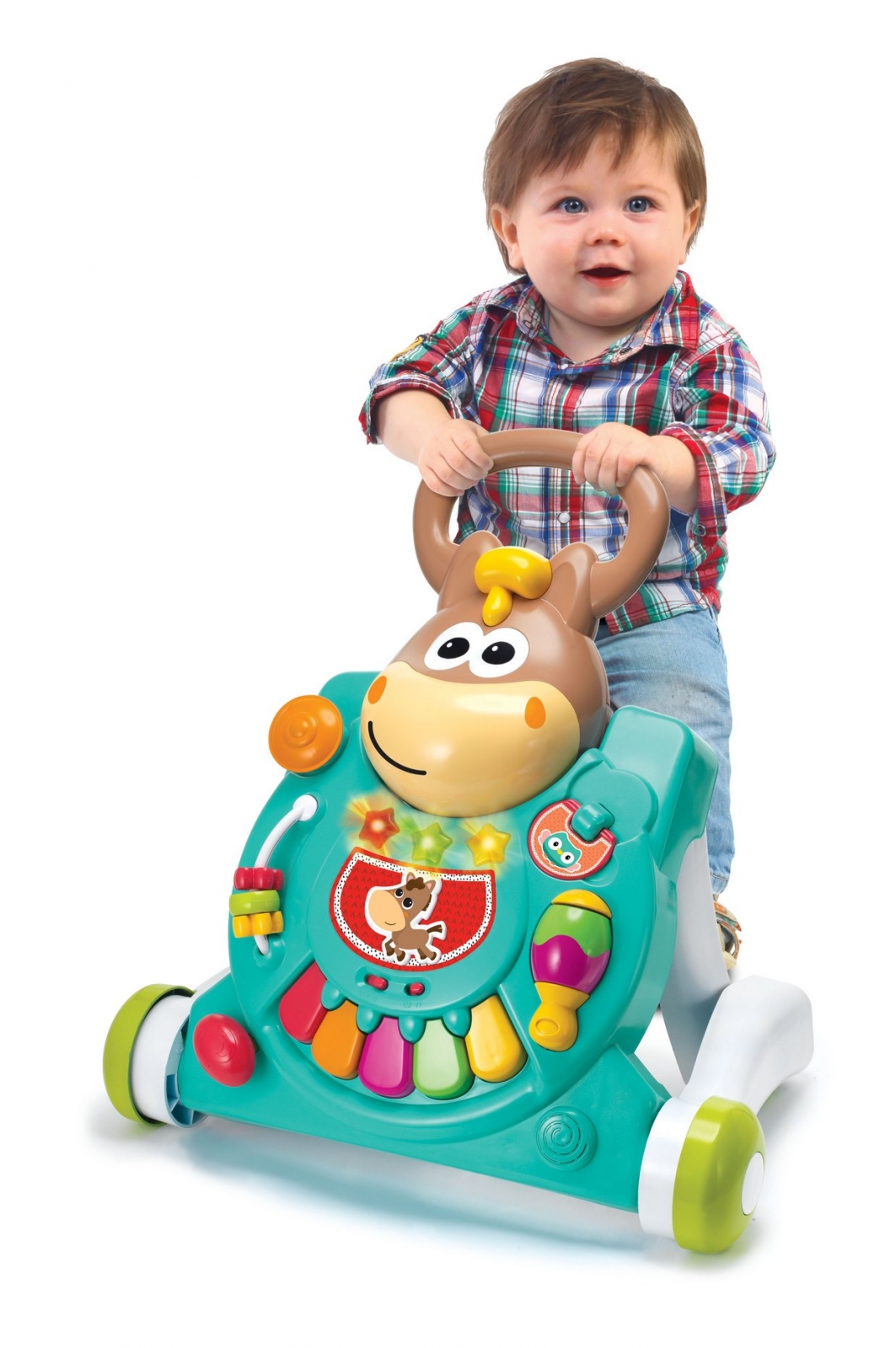 Интерактивна играчка, Infantino, B Kids, 3 в 1 Проходилка и маса конче, Синя