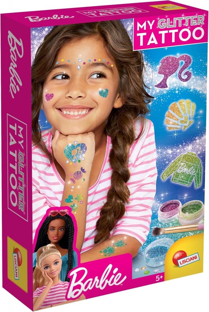 Creative kit, Lisciani, Barbie, DIY glitter tattoos