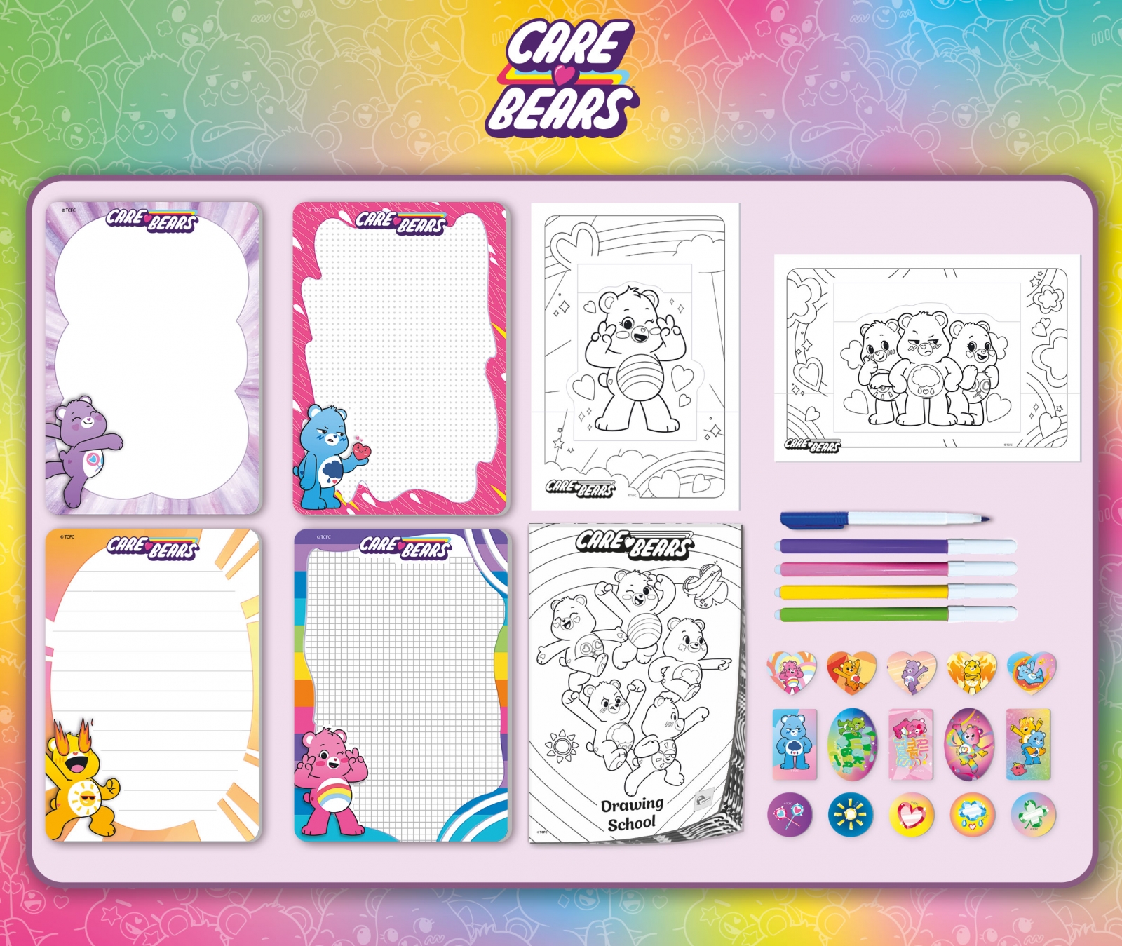 Творчески комплект, Lisciani, Care Bears, 2 в 1 раница с комплект за рисуване