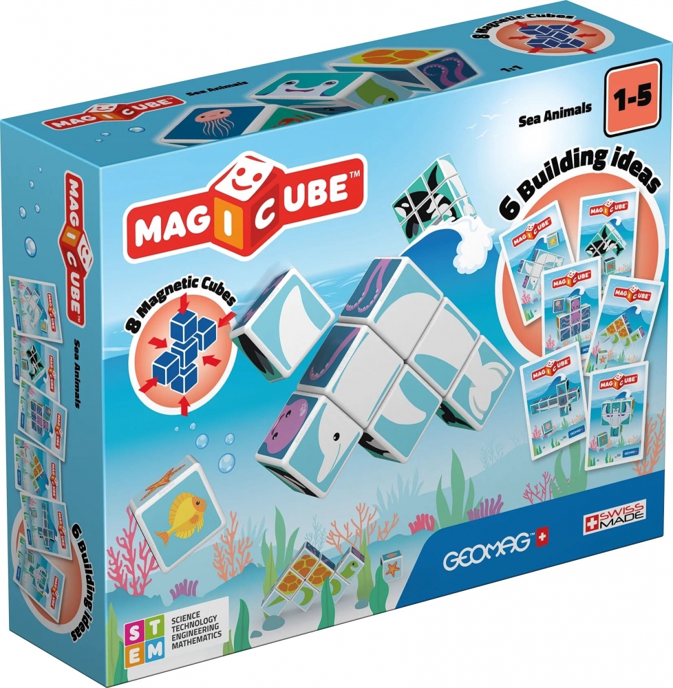 Магнитен конструктор Magicube, Морски животни и карти 146, 11 части