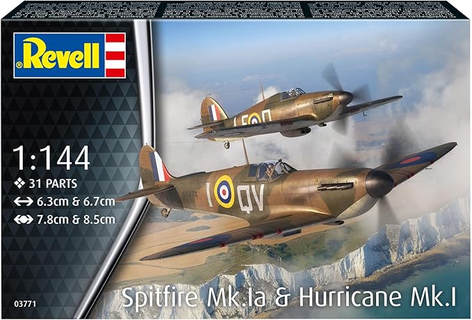 Assembly model, Revell, Spitfire aircraft and Hawker Hurricane aircraft