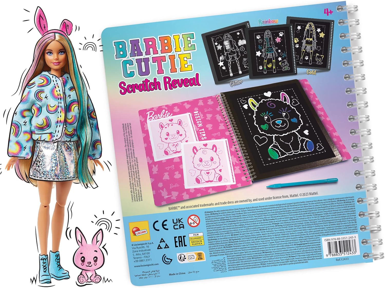 Творчески комплект, Lisciani, Barbie, Scratch Reveal, Скречбук Барби сладурче