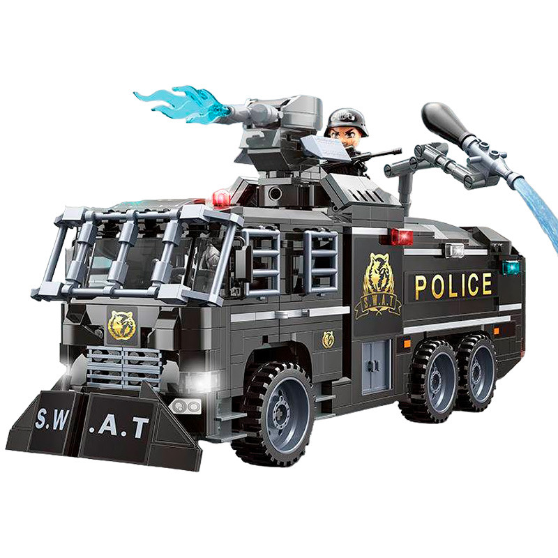Constructor, Qman, Mine City, Police Truck with Water Cannon, 847 parts