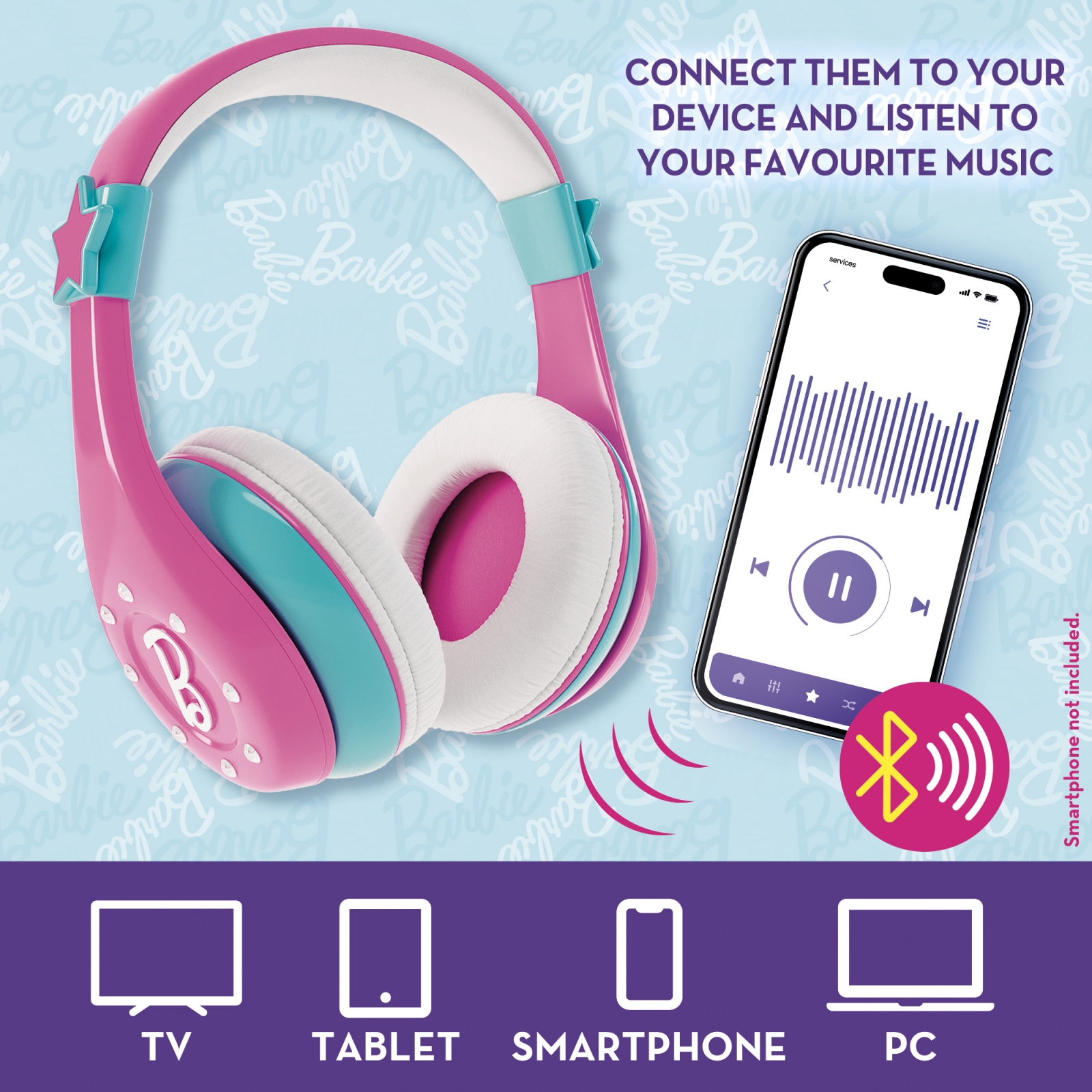 Детски слушалки, Lisciani, Bluetooth, Барби