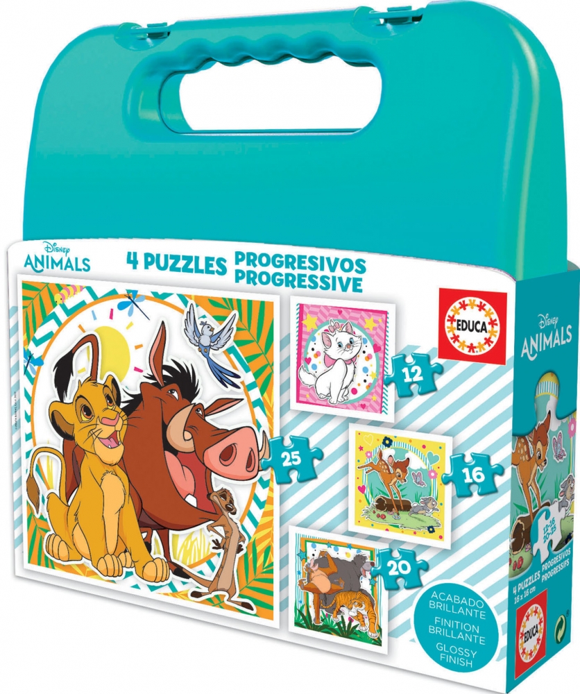 Пъзел 4в1, Educa, Disney Classics, Животни, 12/16/20/25 части