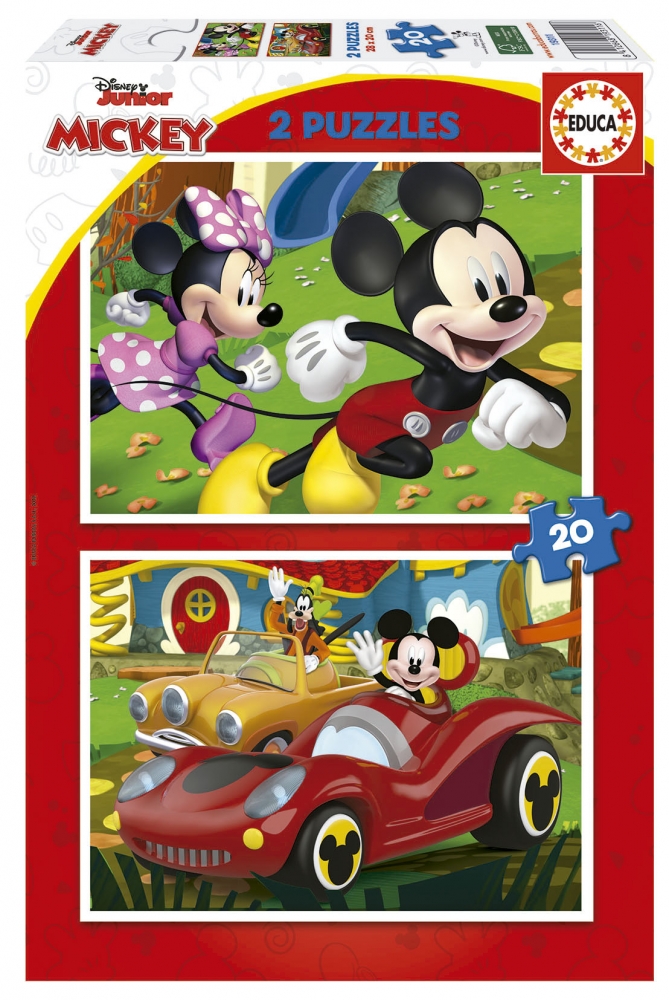 Пъзел 2в1 Educa, Mickey Mouse, Забавна къща, 2 x 20 части