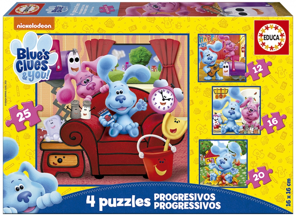 Пъзел 4 in 1 Educa, Blue′s Clues, 12/16/20/25 части