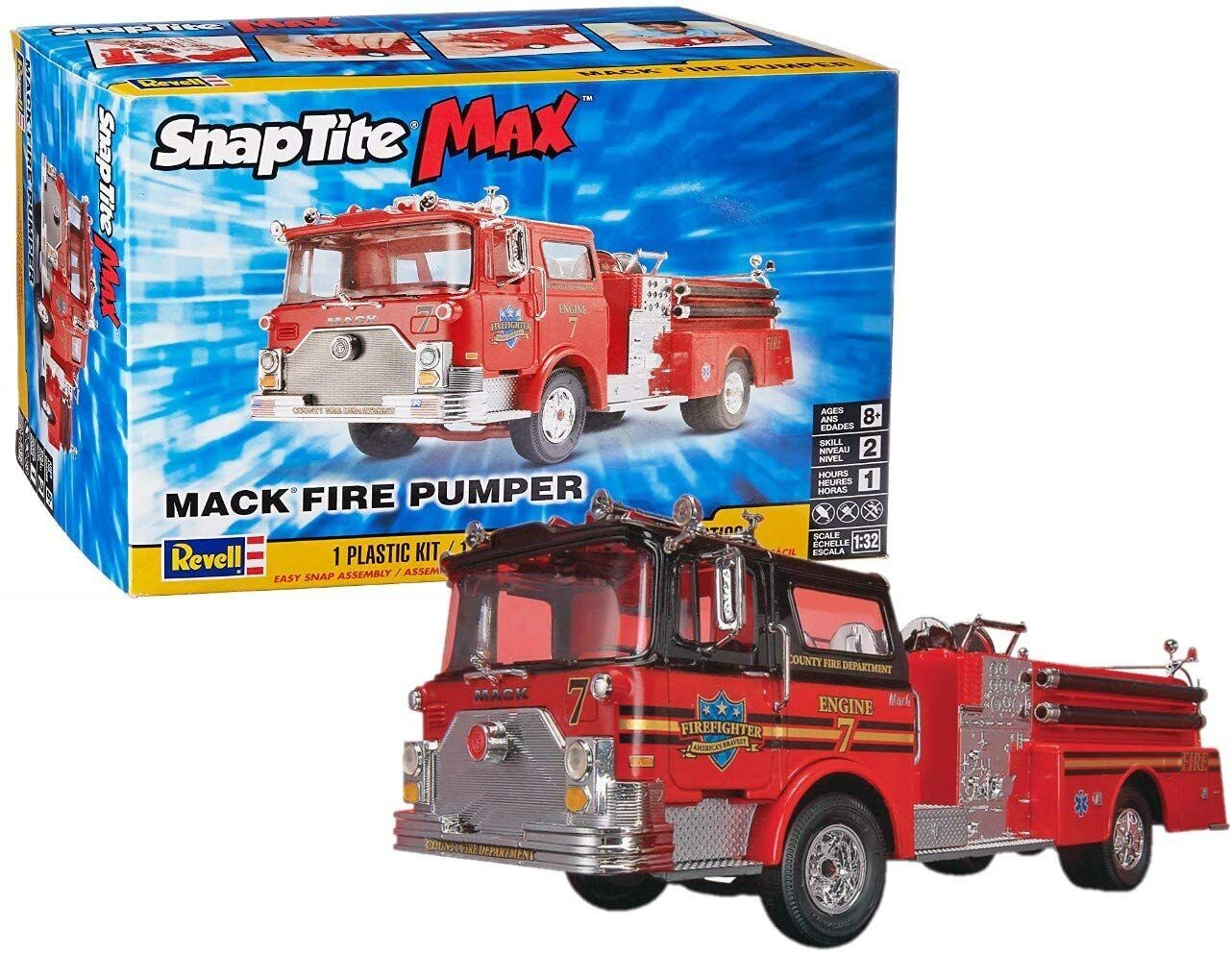 Assembled model Fire truck, Mack, 60 parts