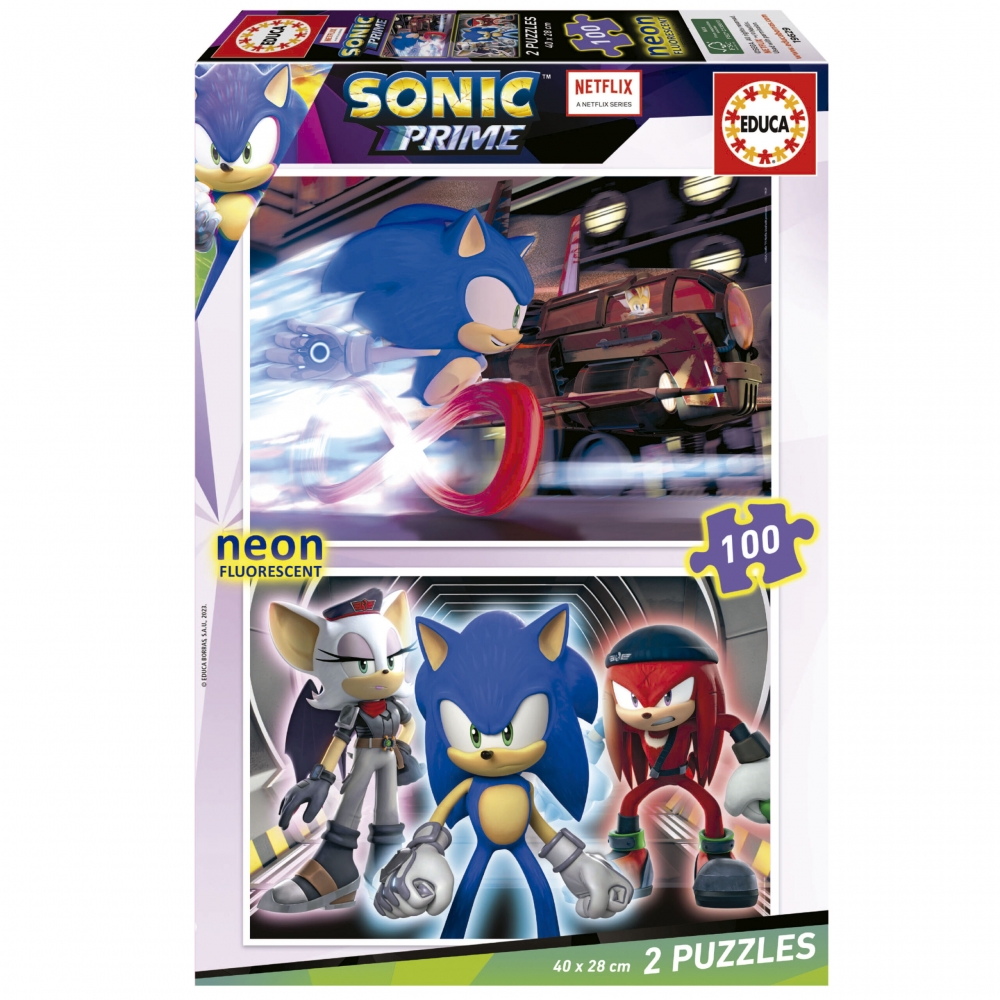 Пъзел Sonic Prime 2в1 Neon, 2 х 100 части