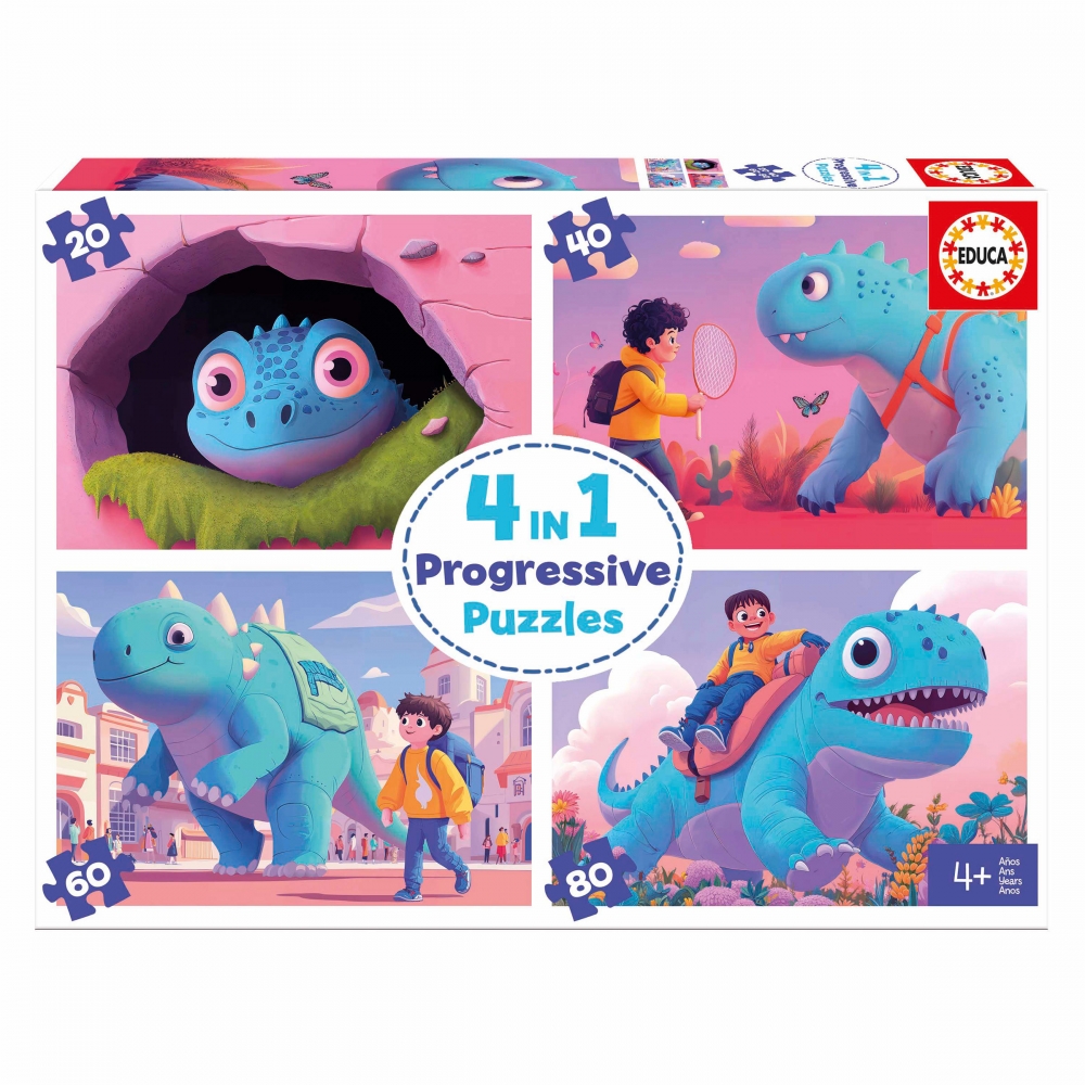 Progressive puzzle, Educa, Dino's Friends, 20-40-60-80 pieces