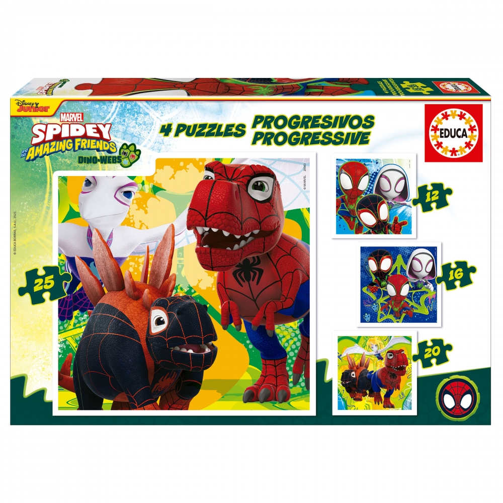 Progressive puzzle, Educa, Dino Spidey, 12-16-20-25