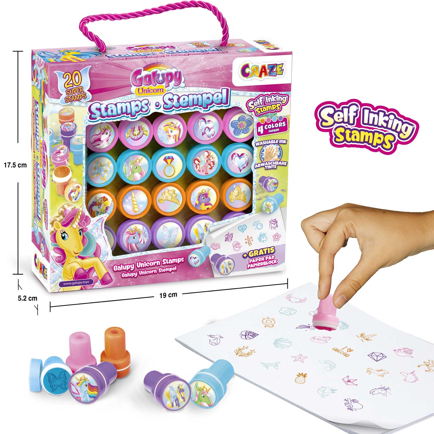 Galupy Unicorn stamp set, 20 pieces