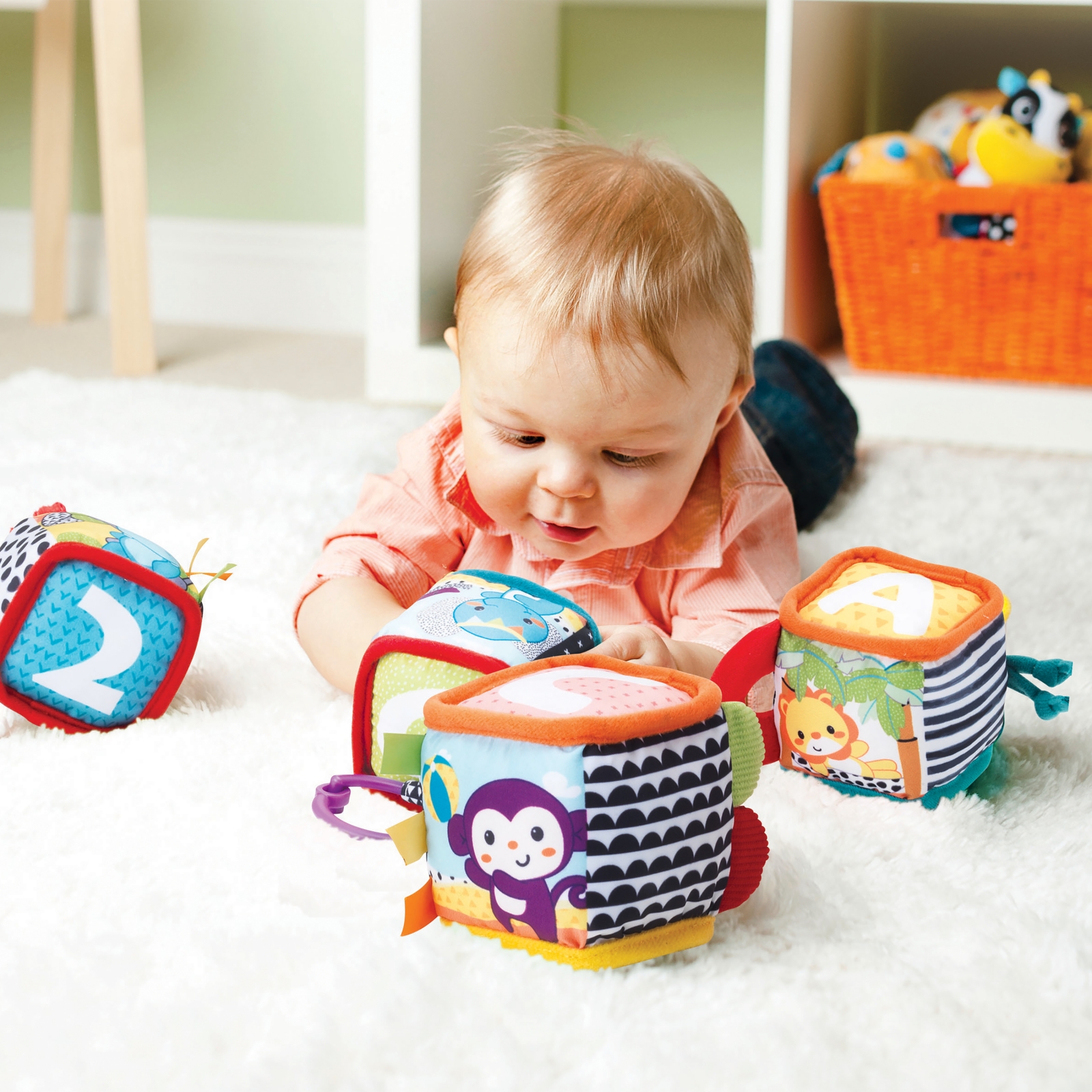 Set of soft educational cubes, Infantino, 4 pieces