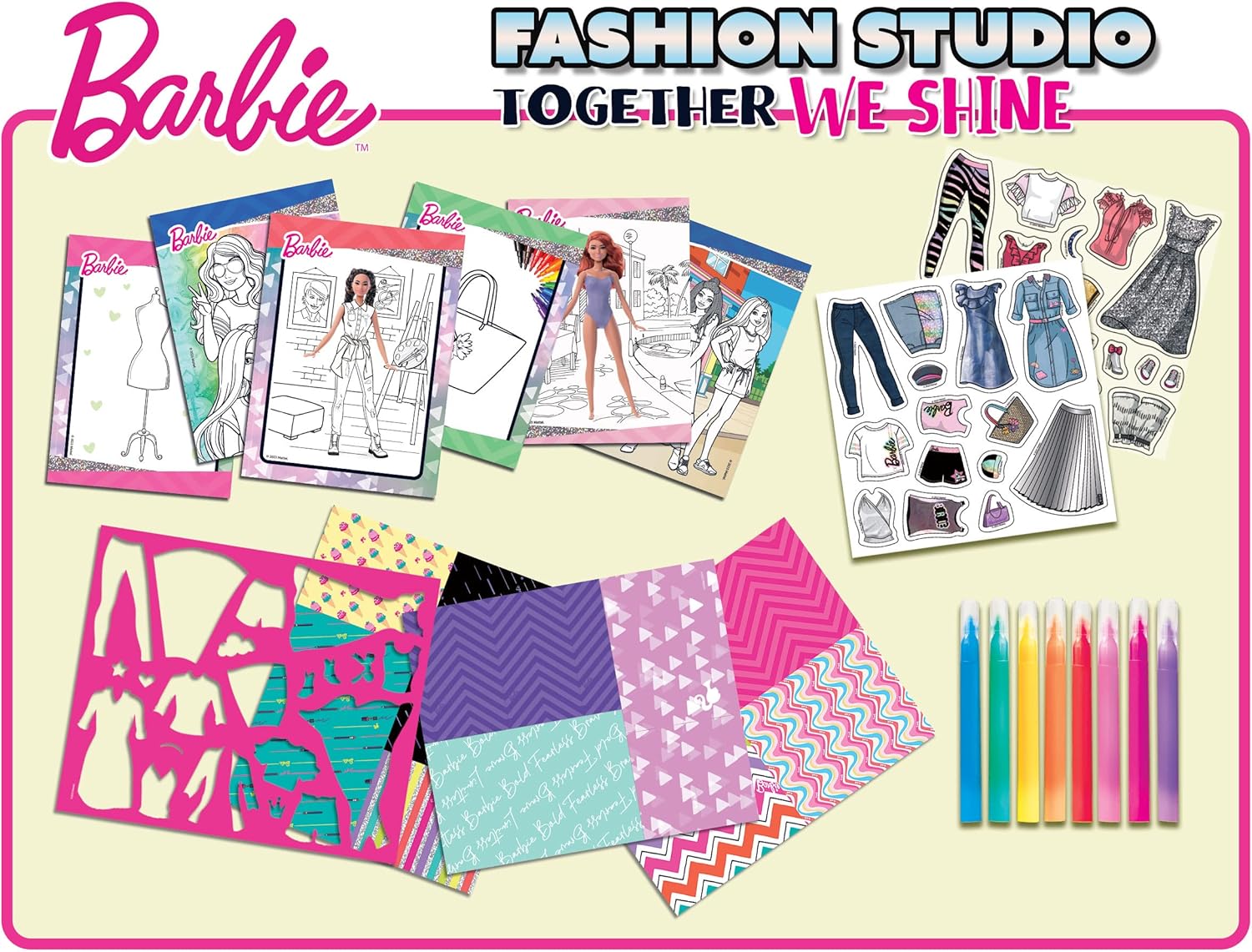 Creative set, Lisciani, Barbie, Fashion studio folder, Together we shine