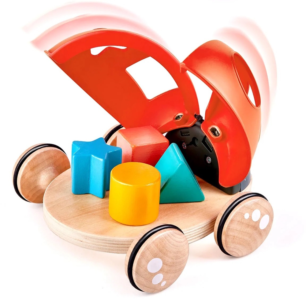 Дървена играчка за дърпане и сортиране, Hape, Калинка, 20 х 18 х 7 см