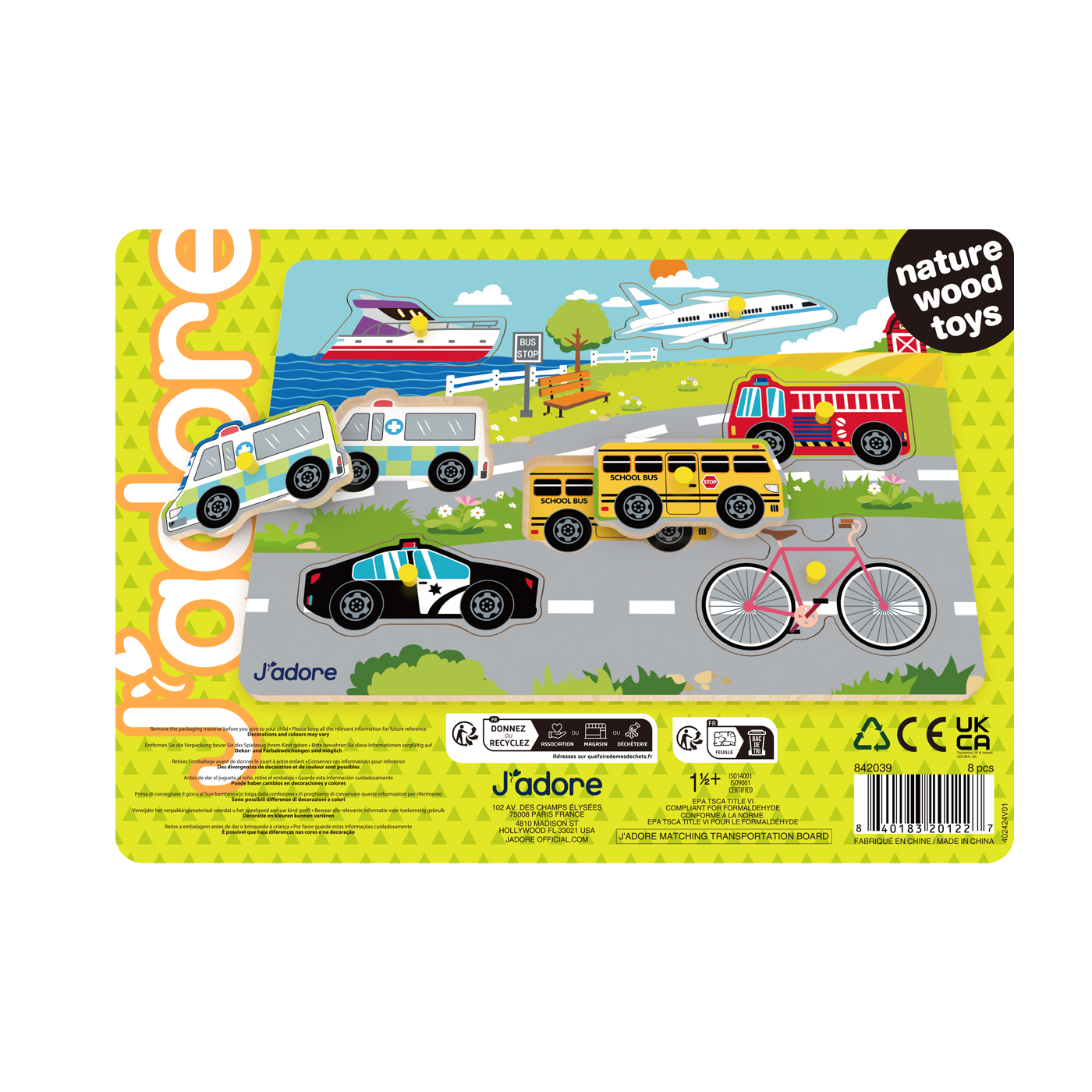 Дървен пъзел за съответсвия, J′adore, Транспортни средства