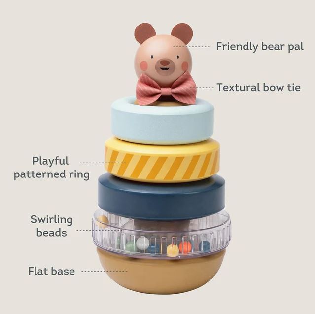 Бебешка играчка, Taf Toys, Кула с рингове за нанизване, Мече