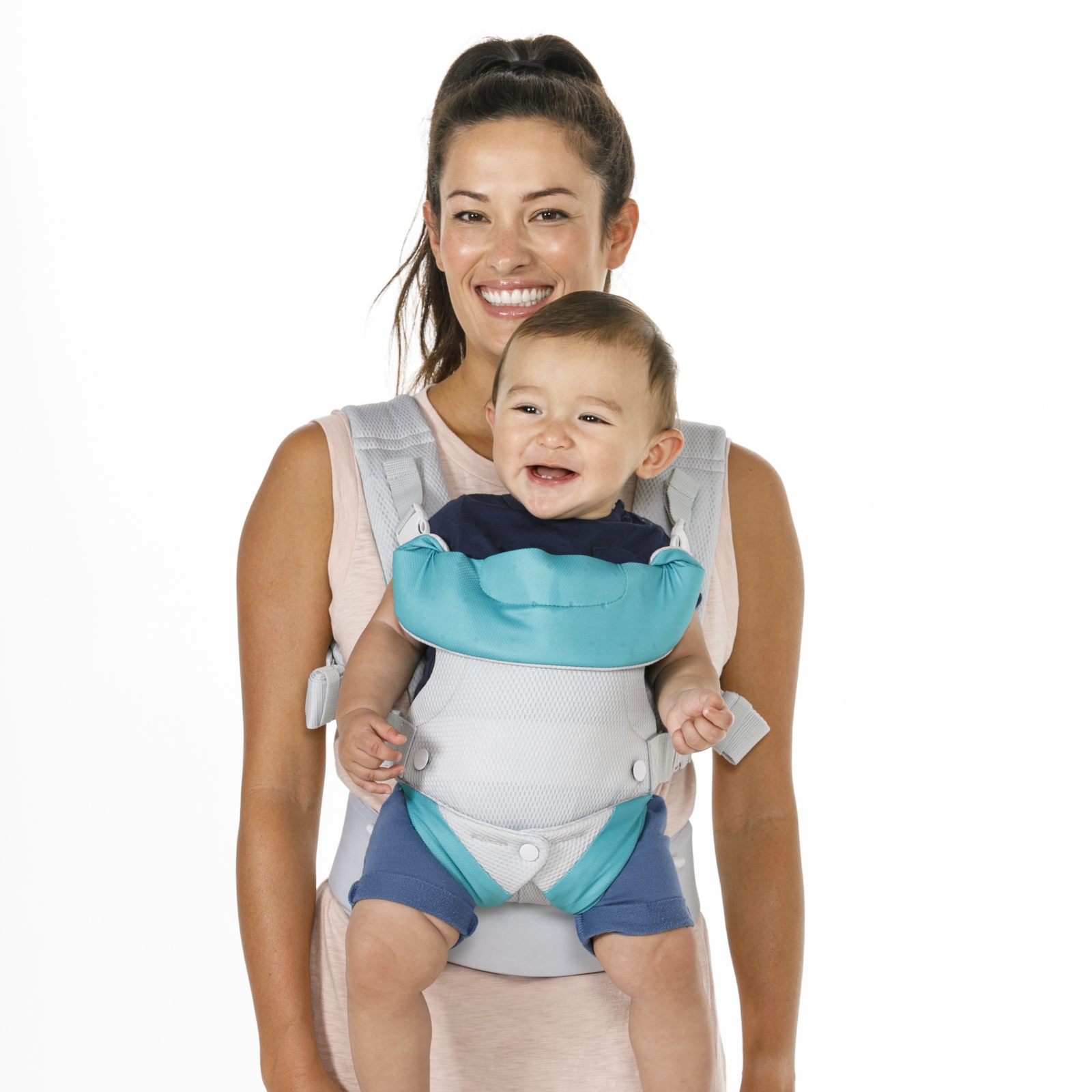 Ergonomic baby carrier, Infantino, Flip 4 in 1, With breathable fabric, Light gray, from 3.6 to 14.5 kg.