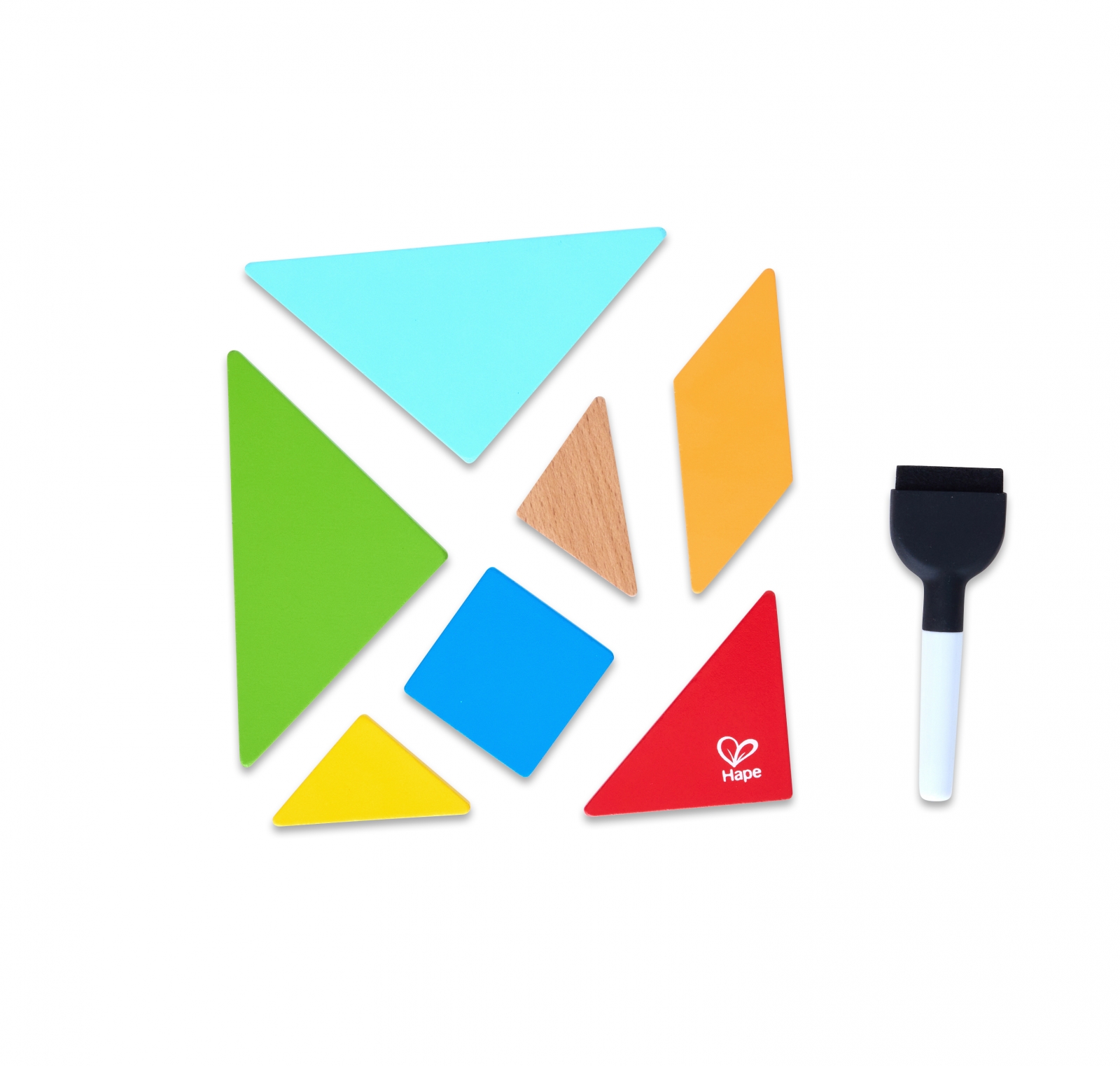 Wooden 2-in-1 Playset, Hape, Space Maze and Tangram Board, 15 Pieces