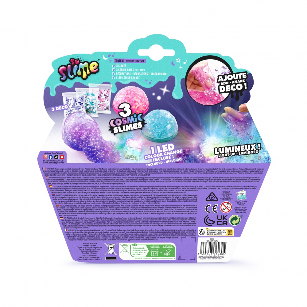 Творчески комплект, Canal Toys, Светещ космически слайм, 3 цвята