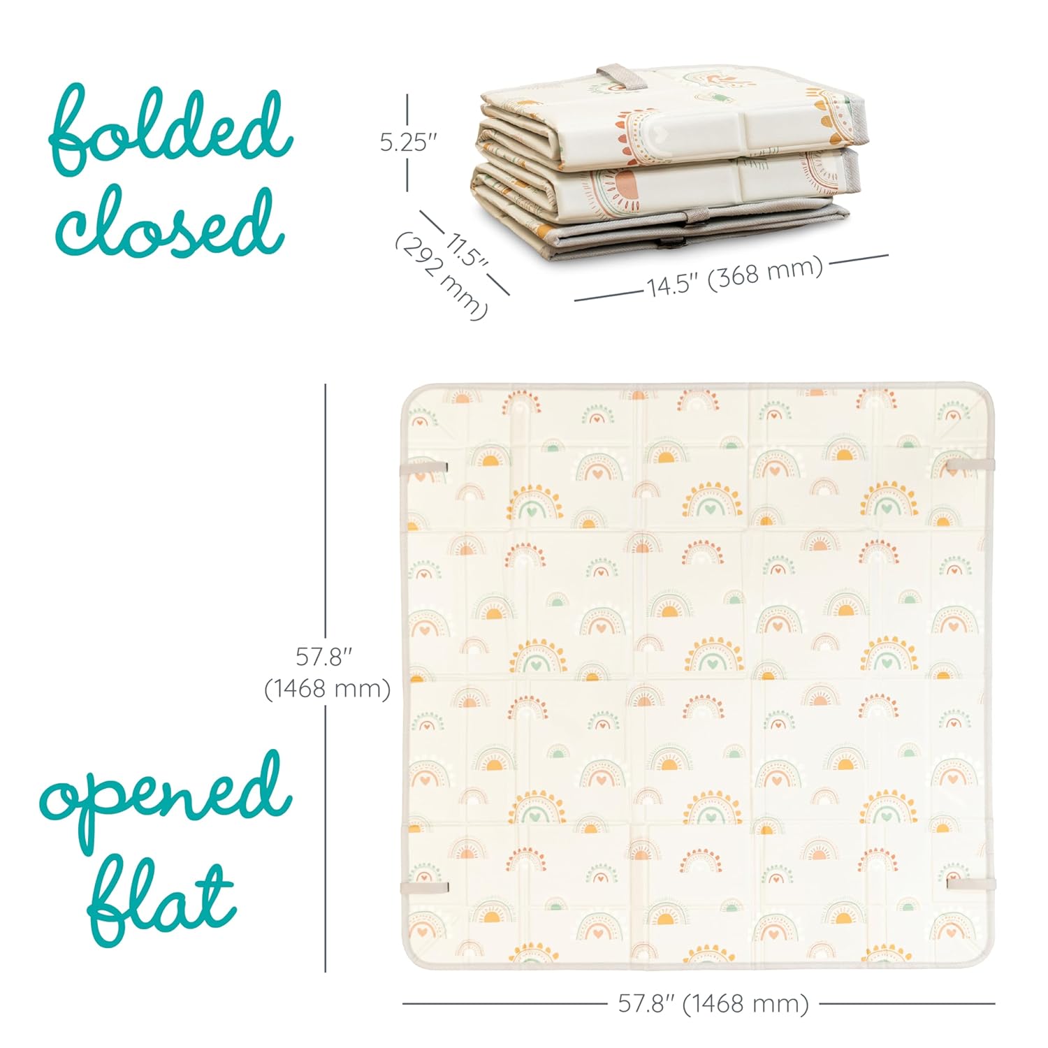 Foldable soft foam mat, Infantino, Rainbow, 147 x 147 cm
