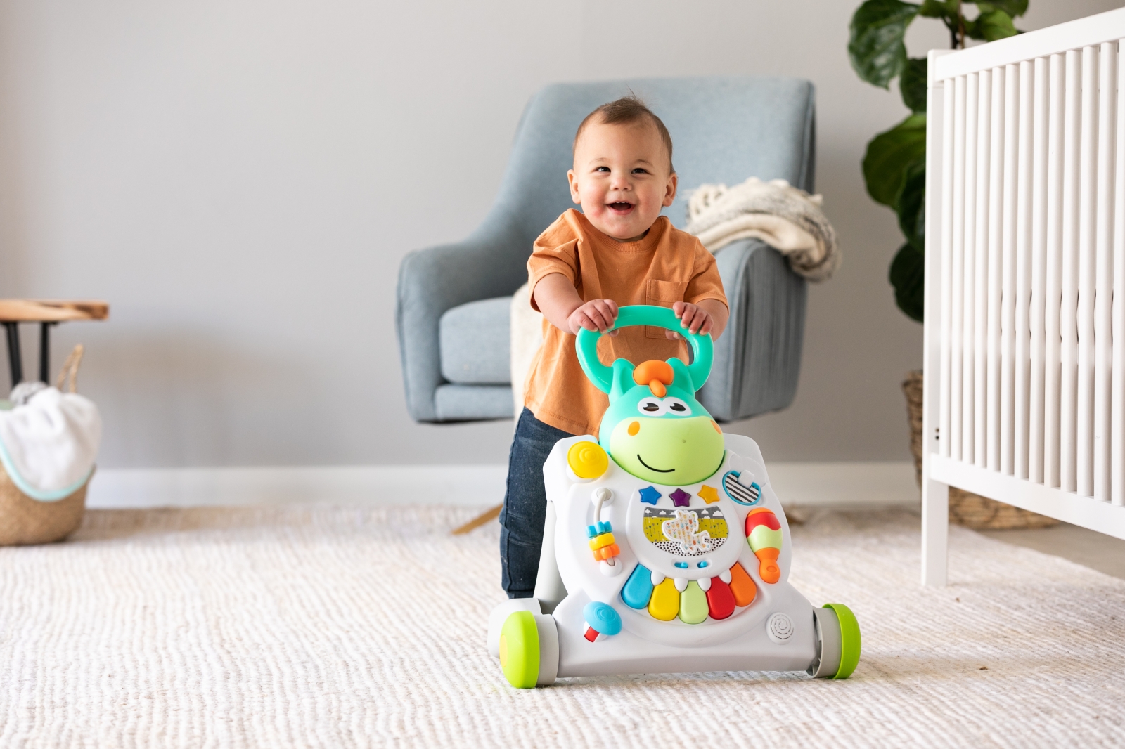Interactive toy, Infantino, 3 in 1 Baby Walker and Horse Table, White