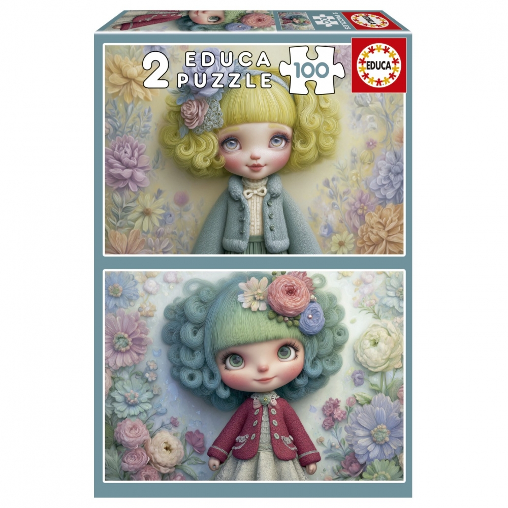 Puzzle, Educa, Girls with Flowers 2 in 1, 2x100 pieces