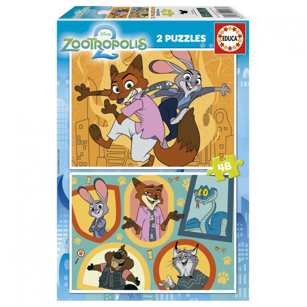 Puzzle, Educa, Zootopia, 2 in 1, 2 x 48 pieces