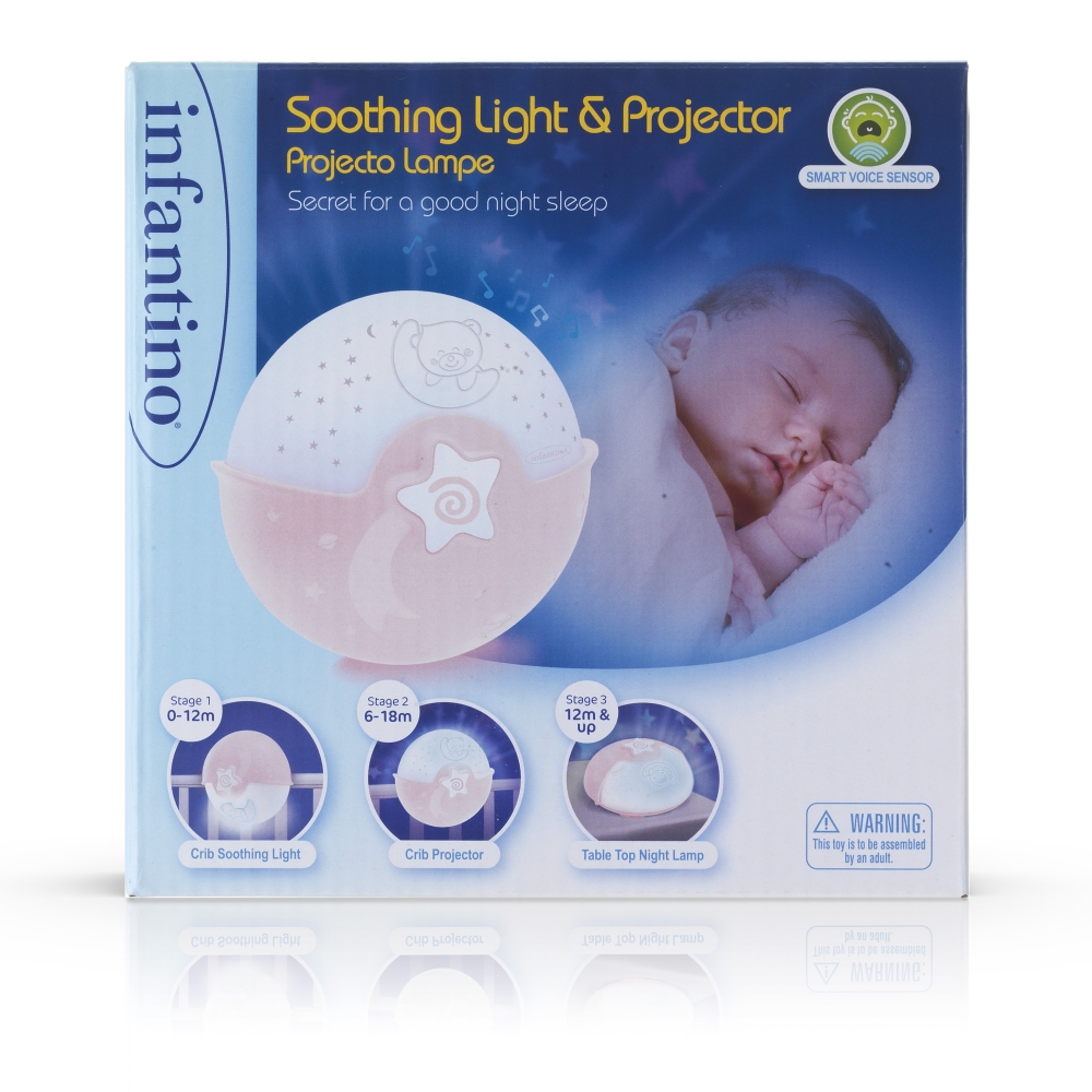 Прожектор с успокояваща светлина 3 в 1, Infantino, Розов