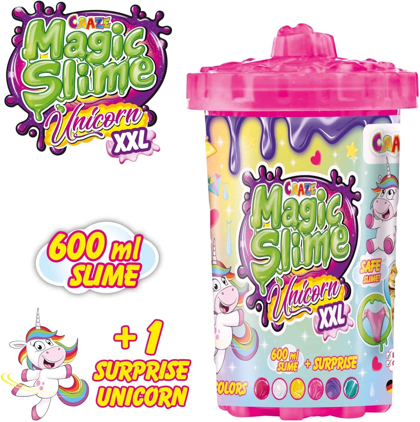 Магически слайм XXL, Craze, С фигурка изненада Еднорог, 600 гр.