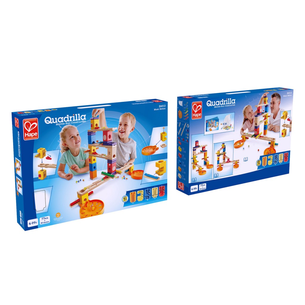 Комплект дървена писта, Hape Quadrilla, Музикално спускане, 77 части