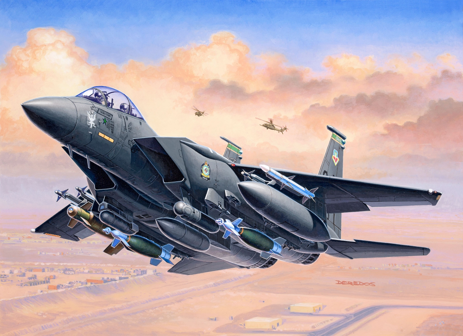Assembly model, Revell, Starter kit F-15 Strike Eagle fighter with bombs, 70 parts