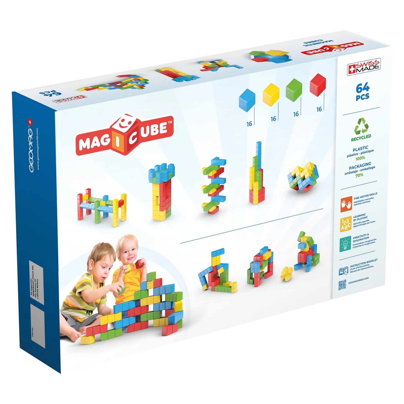 Магнитен конструктор Magicube, Creative, 64 части