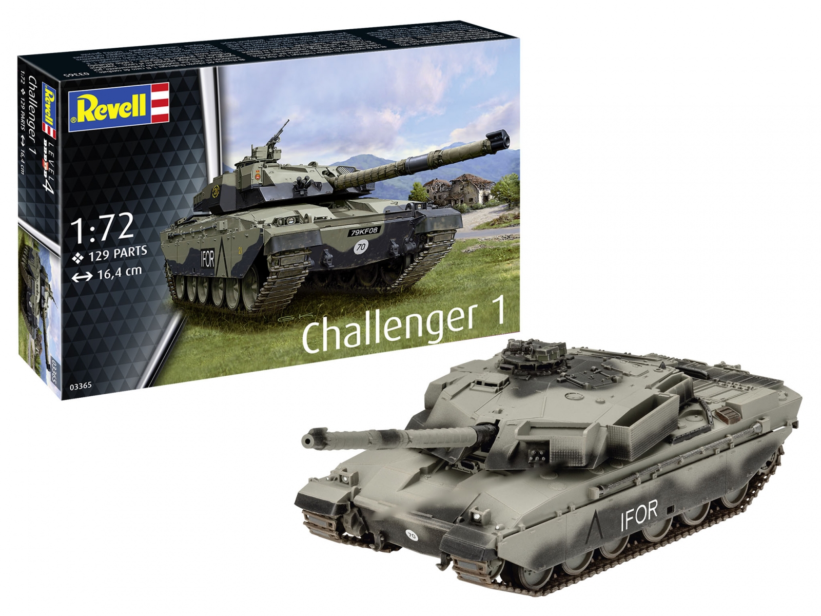 Assembly model, Revell, Challanger 1 Tank, 129 parts
