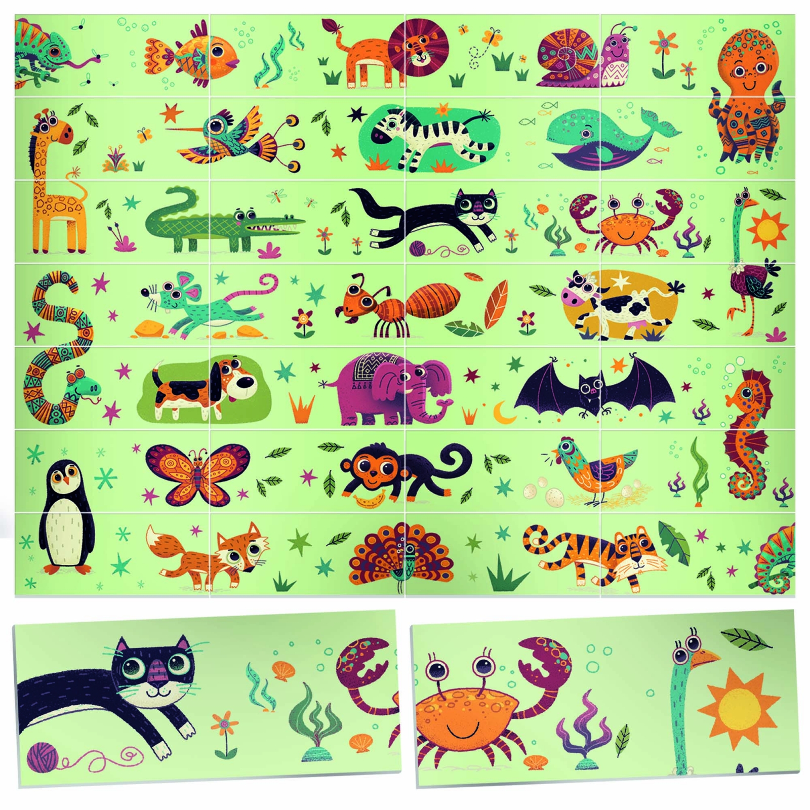Domino puzzle with animals, 28 pieces