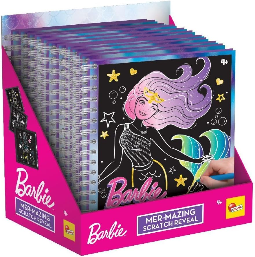 Творчески комплект, Lisciani, Barbie, Scratch Reveal, Скречбук Русалка