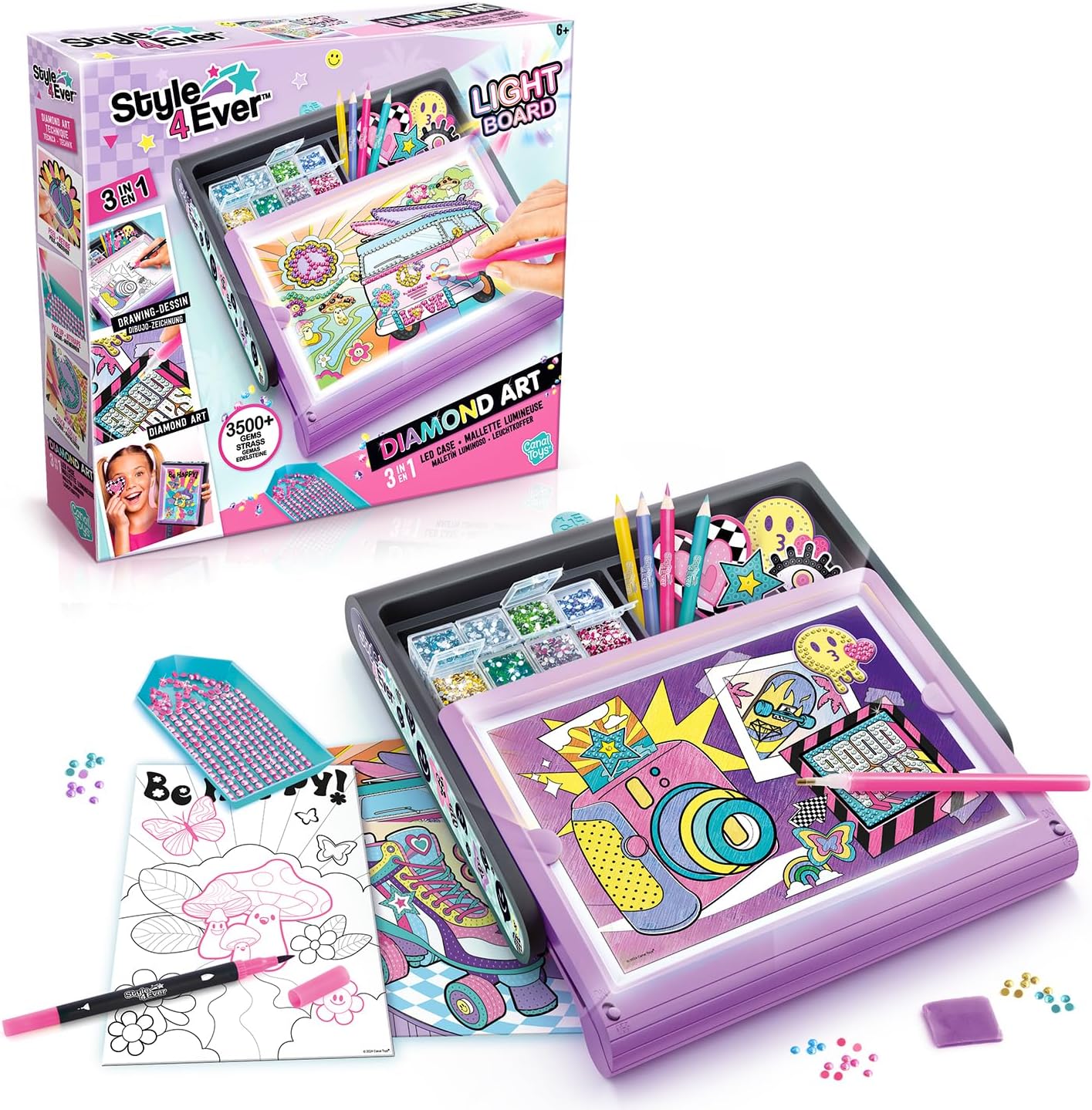 Creative set, Canal Toys, 3 in 1 Diamond Art Studio