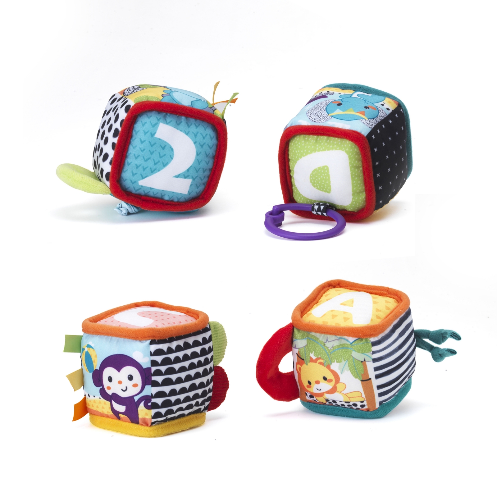 Set of soft educational cubes, Infantino, 4 pieces