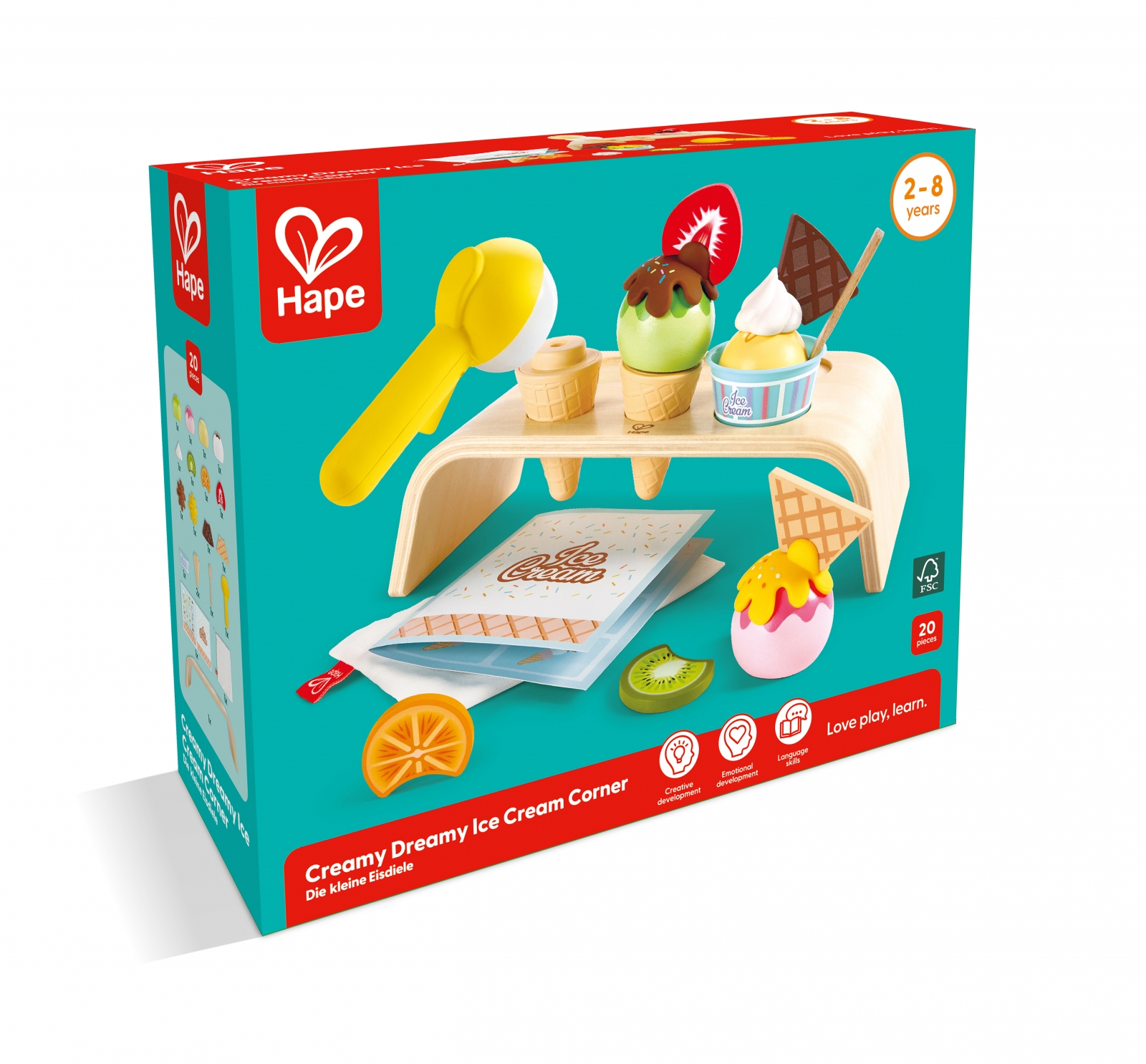 Игрален комплект, Hape, Кът за сладолед, 20 части